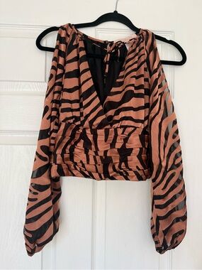 Hutch Black & Rust Zebra-Print V-Neck Blouse